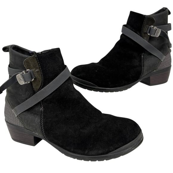 Keen Morrison Ankle Boot Womens Size 8.5 Black Leather Side Zip Low Heel Bootie - Picture 1 of 10